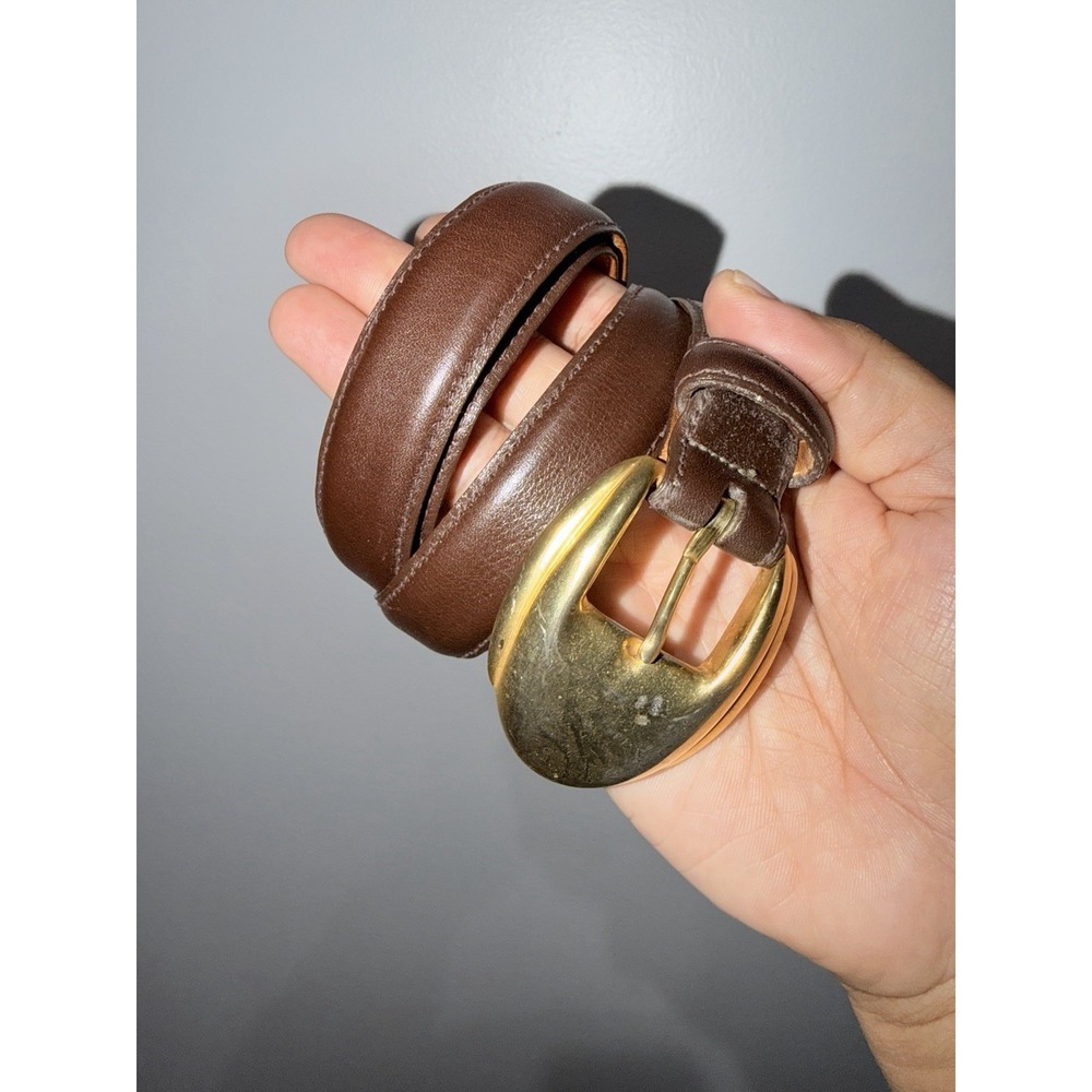Steve Blinn Designs Women's Genuine Leather Belt Made in USA sz 30 Brown Gold